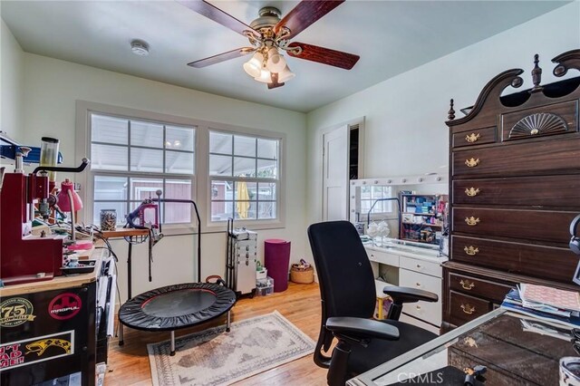 12438 Lambert Cir, Garden Grove, CA 92841 - office with ceiling fan and wood finished floors
