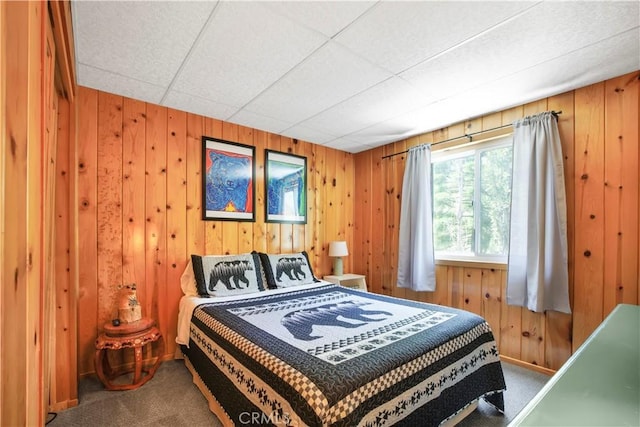 26503 Amador Ln, Lake Arrowhead, CA 92352 - bedroom featuring carpet floors and wood walls