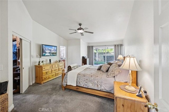 6752 Laurelbrook Dr, Riverside, CA 92506 - carpeted bedroom featuring lofted ceiling and ceiling fan