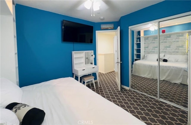 1365 Bonnie Cove Ave, Glendora, CA 91740 - bedroom featuring baseboards, a closet, and a ceiling fan