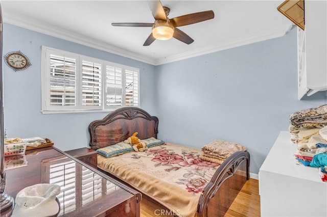 15112 Alderpoint Dr, La Mirada, CA 90638 - bedroom featuring wood finished floors, crown molding, and a ceiling fan