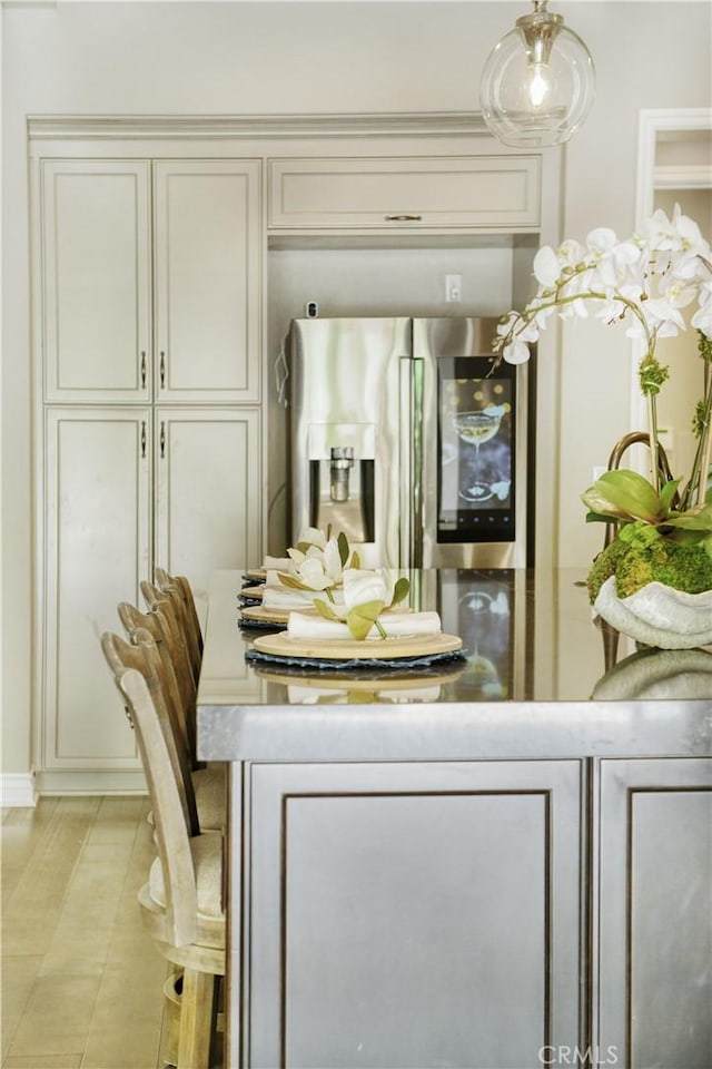 46 Shadybend, Irvine, CA 92602 - bar area featuring stainless steel fridge