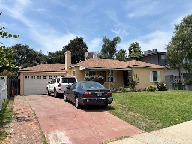 4317 Elmer Ave, North Hollywood, CA 91602 - single story home featuring concrete driveway, stucco siding, an attached garage, and a chimney