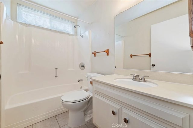 42769 Tierra Robles Pl, Temecula, CA 92592 - full bathroom with tile patterned flooring, toilet, washtub / shower combination, and vanity