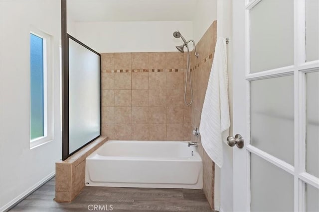 1326 Rosehill Dr, Riverside, CA 92507 - bathroom featuring wood finished floors and bathtub / shower combination