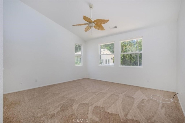 24563 Calle Perla, Murrieta, CA 92562 - unfurnished room with carpet, vaulted ceiling, ceiling fan, and baseboards