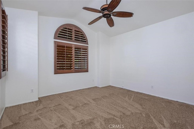 24563 Calle Perla, Murrieta, CA 92562 - carpeted empty room with lofted ceiling, ceiling fan, and baseboards