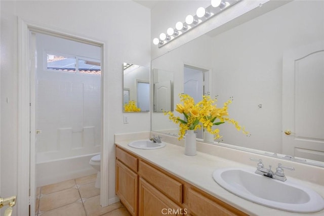 24563 Calle Perla, Murrieta, CA 92562 - full bath with toilet, double vanity, tile patterned flooring, and bathing tub / shower combination