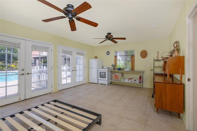 24563 Calle Perla, Murrieta, CA 92562 - interior space featuring french doors, light tile patterned flooring, and ceiling fan