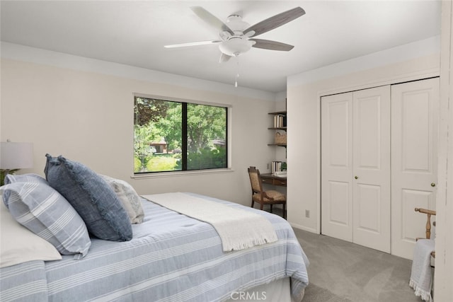 558 Paseo Companeros St, Chico, CA 95928 - bedroom with carpet, a closet, and a ceiling fan