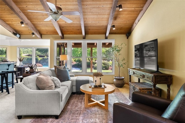 558 Paseo Companeros St, Chico, CA 95928 - living room featuring wooden ceiling and a ceiling fan