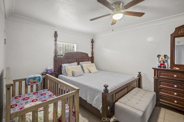 2946 Missouri Ave, South Gate, CA 90280 - tiled bedroom featuring ornamental molding and ceiling fan