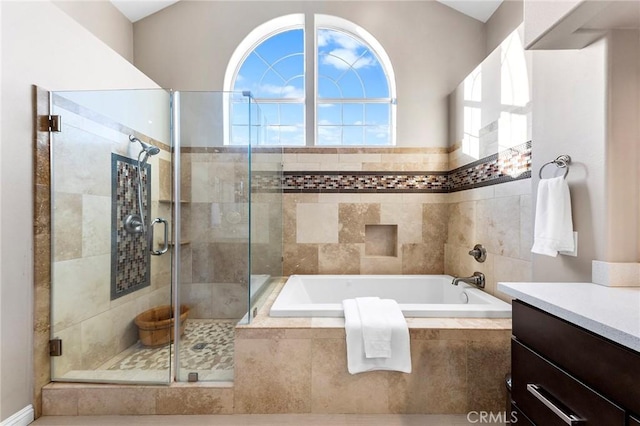 2712 N Roxbury St, Orange, CA 92867 - full bathroom featuring a bath, a shower stall, and vanity