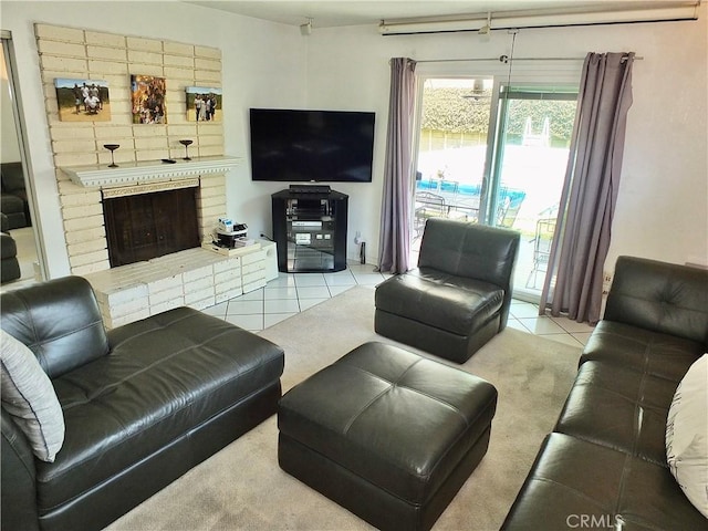 251 W Markland Dr, Monterey Park, CA 91754 - tiled living room with a brick fireplace