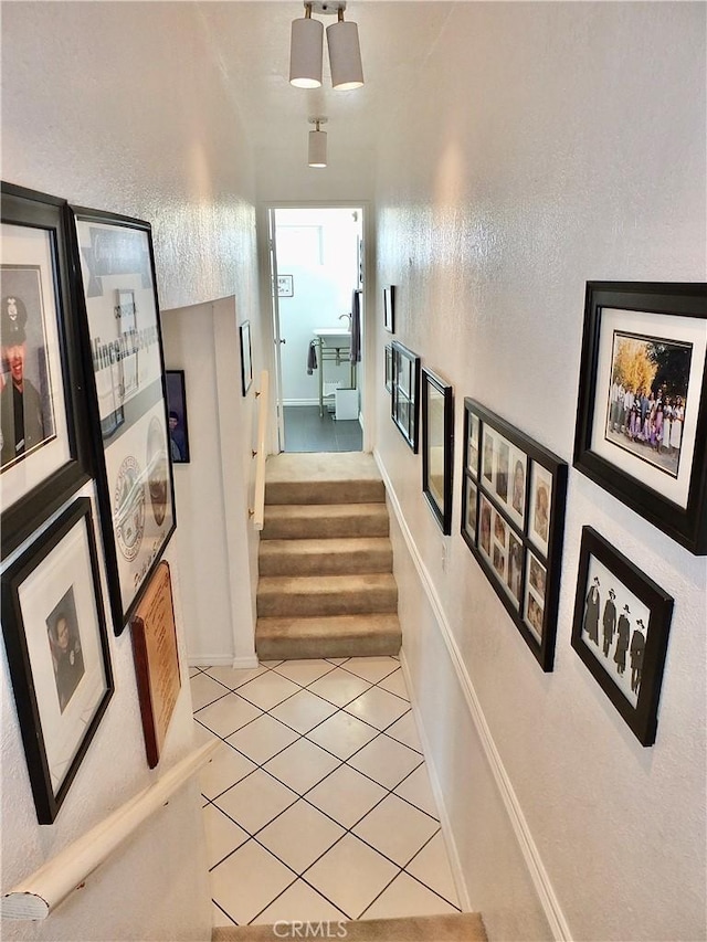 251 W Markland Dr, Monterey Park, CA 91754 - hallway featuring light tile patterned floors and stairway