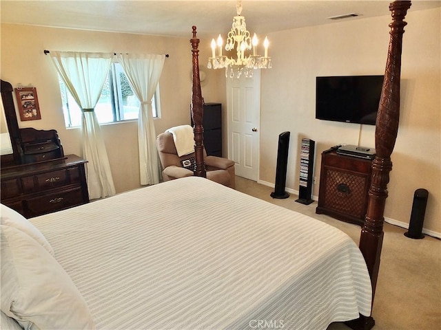 251 W Markland Dr, Monterey Park, CA 91754 - bedroom featuring carpet flooring, a chandelier, and baseboards