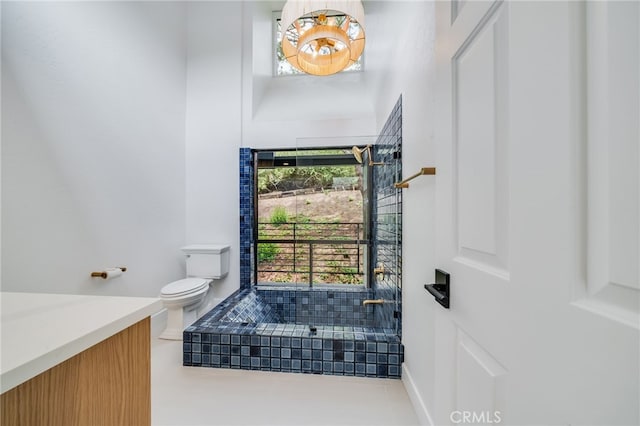 1450 Terrace Way, Laguna Beach, CA 92651 - full bathroom with tiled shower, vanity, and tile patterned flooring