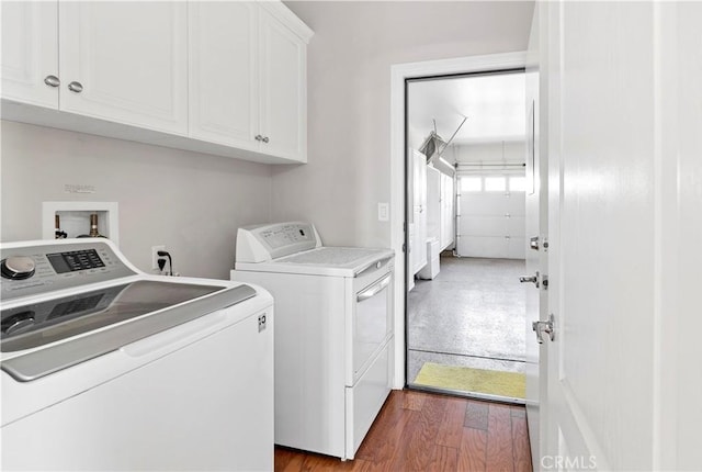 243 Firestone, Hemet, CA 92545 - laundry area with independent washer and dryer, cabinet space, and dark wood finished floors