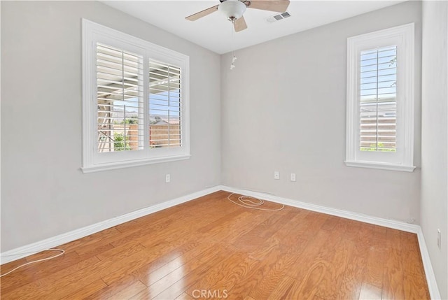 243 Firestone, Hemet, CA 92545 - spare room featuring light wood-type flooring, baseboards, and a ceiling fan