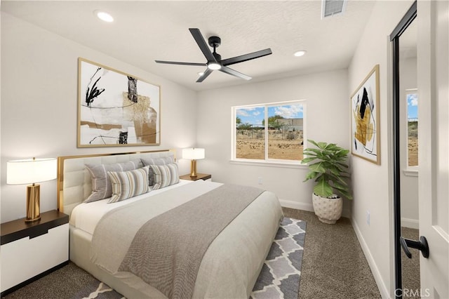 9641 Buena Vista St, Apple Valley, CA 92308 - carpeted bedroom with recessed lighting, a ceiling fan, and baseboards