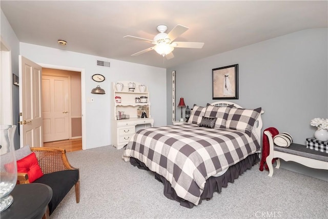 3152 Parkside Dr, San Bernardino, CA 92404 - bedroom featuring carpet and a ceiling fan