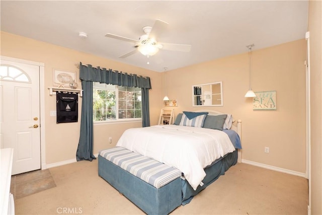 3152 Parkside Dr, San Bernardino, CA 92404 - bedroom with carpet, baseboards, and ceiling fan