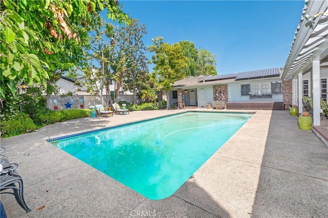 3152 Parkside Dr, San Bernardino, CA 92404 - view of swimming pool with a patio area and a fenced backyard