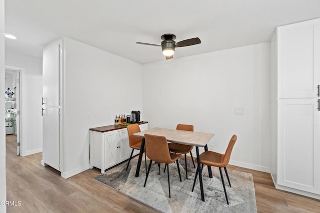 205 W Channel Islands Blvd, Port Hueneme, CA 93041 - dining room featuring light wood-style floors, baseboards, a ceiling fan, and recessed lighting