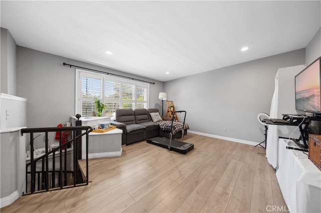 5223 Rosemead Blvd Unit F, San Gabriel, CA 91776 - living area featuring light wood-type flooring, baseboards, and recessed lighting