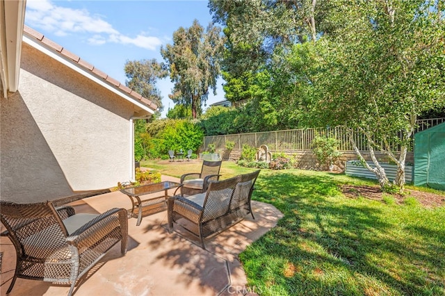 27054 Riversbridge Way, Valencia, CA 91354 - view of patio / terrace featuring a garden and an outdoor hangout area