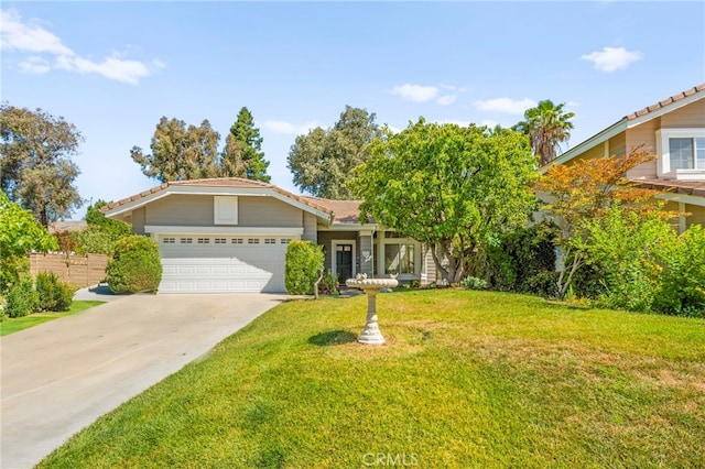 27054 Riversbridge Way, Valencia, CA 91354 - ranch-style house with a front yard, concrete driveway, and an attached garage