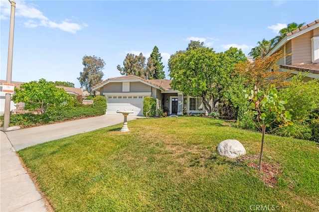 27054 Riversbridge Way, Valencia, CA 91354 - ranch-style house featuring driveway, an attached garage, and a front yard