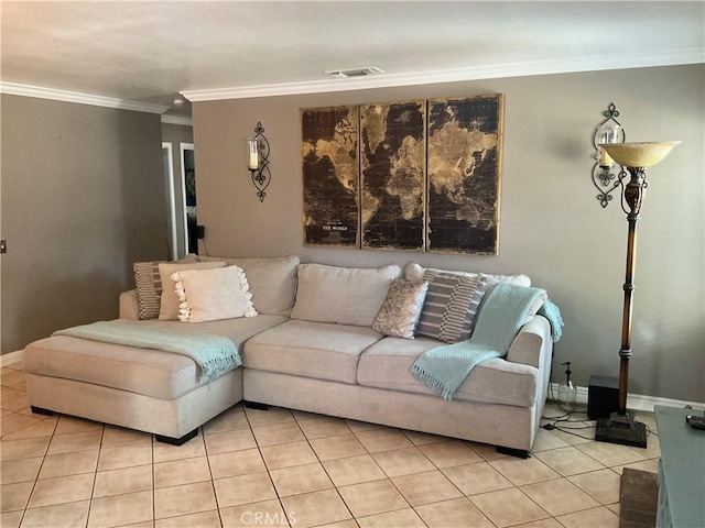 17911 Juniper St, Adelanto, CA 92301 - living area featuring light tile patterned floors and ornamental molding
