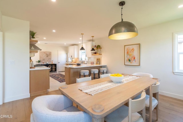1906 S Meridian Ave, Alhambra, CA 91803 - dining area featuring light wood-style flooring, recessed lighting, and baseboards