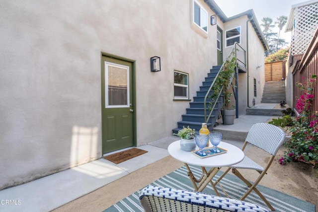 1906 S Meridian Ave, Alhambra, CA 91803 - view of exterior entry with a patio area and stucco siding