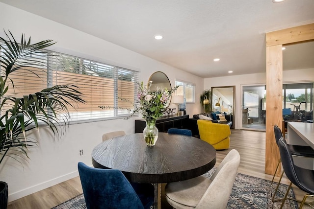 229 Yacon St, Vista, CA 92083 - dining area with wood finished floors, recessed lighting, and baseboards