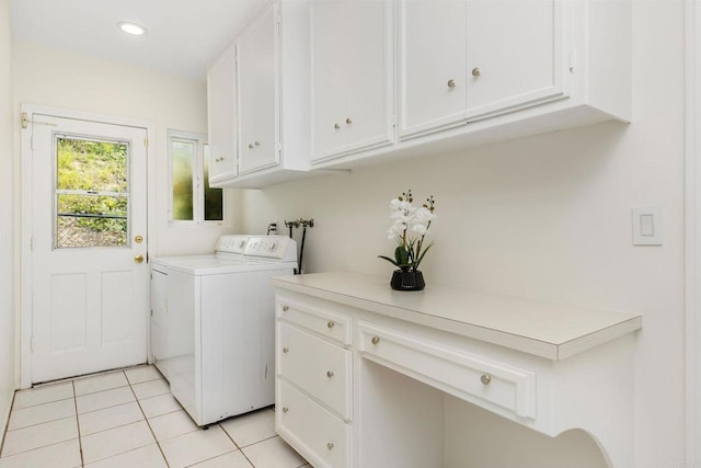 4400 Chaumont Rd, Woodland Hills, CA 91364 - laundry area with washer / dryer, cabinet space, light tile patterned flooring, and recessed lighting