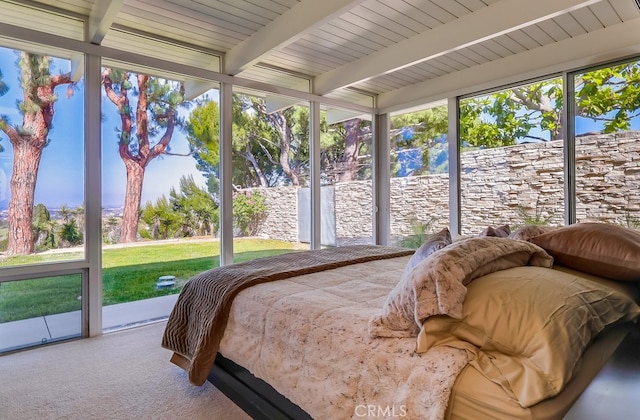 27649 Palos Verdes Dr E, Rancho Palos Verdes, CA 90275 - bedroom with carpet floors and beam ceiling