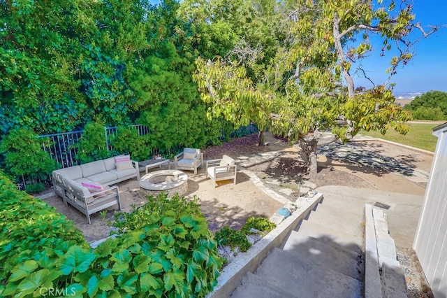 27649 Palos Verdes Dr E, Rancho Palos Verdes, CA 90275 - view of patio featuring an outdoor living space with a fire pit