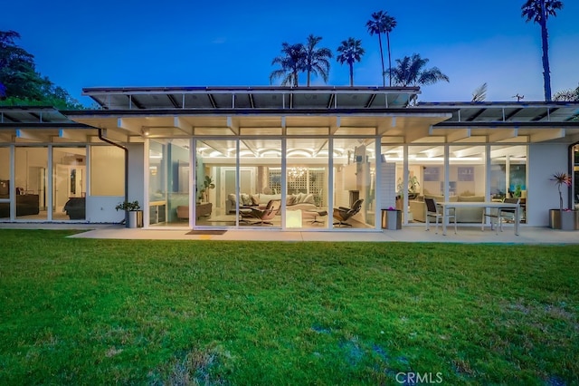 27649 Palos Verdes Dr E, Rancho Palos Verdes, CA 90275 - back of property with a patio area, a yard, and outdoor lounge area