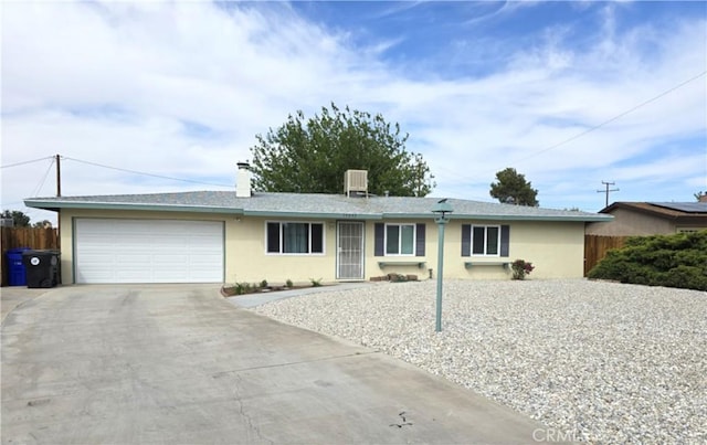 15043 S Culver Rd, Victorville, CA 92394 - single story home with an attached garage, driveway, a chimney, and stucco siding