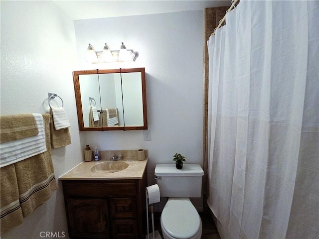 15043 S Culver Rd, Victorville, CA 92394 - bathroom featuring vanity, toilet, and a shower with shower curtain