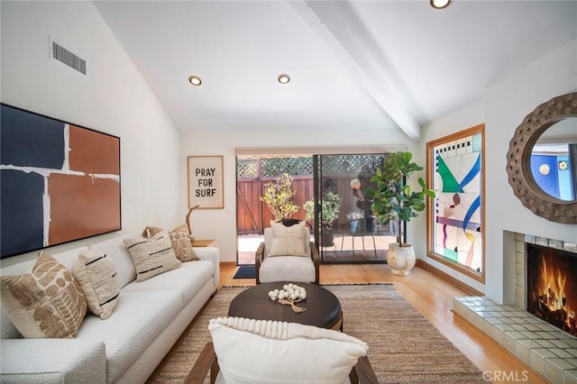 29111 Pompano Way, Laguna Niguel, CA 92677 - living room with wood finished floors, a tile fireplace, and recessed lighting