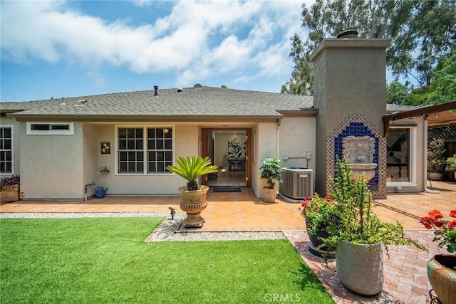 29111 Pompano Way, Laguna Niguel, CA 92677 - back of property with stucco siding, a lawn, a chimney, and a patio