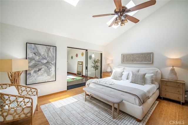 29111 Pompano Way, Laguna Niguel, CA 92677 - bedroom with wood finished floors, high vaulted ceiling, and ceiling fan