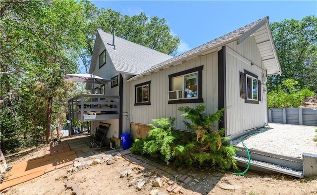 29148 Lyon Dr, Cedar Glen, CA 92321 - view of property exterior featuring roof with shingles and a deck