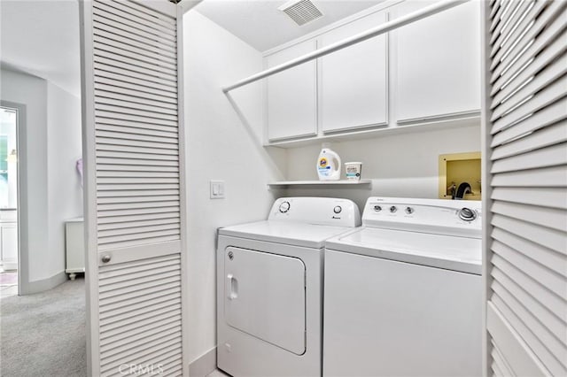 718 W 37th St Unit 4, San Pedro, CA 90731 - laundry area featuring independent washer and dryer, cabinet space, light colored carpet, and baseboards