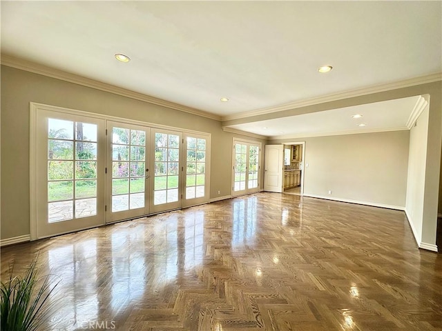 5703 Evening Canyon Dr, La Canada Flintridge, CA 91011 - empty room featuring baseboards, crown molding, and recessed lighting