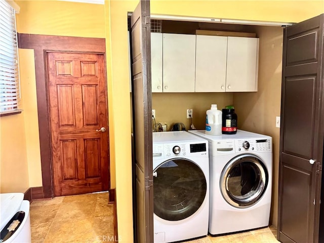 867 S Bronson Ave, Los Angeles, CA 90005 - laundry area with cabinet space and washing machine and clothes dryer