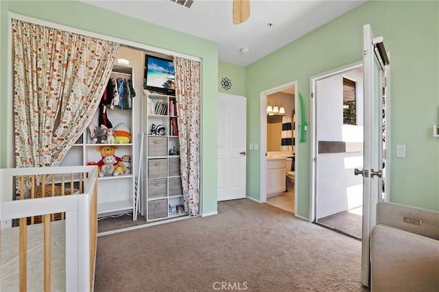 2348 Sunningdale Dr, Tustin, CA 92782 - unfurnished bedroom featuring carpet floors, a closet, and a ceiling fan